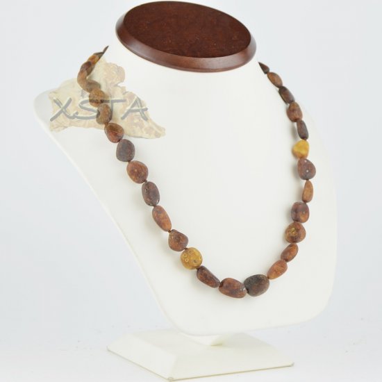 Amber necklace unpolished raw olive new